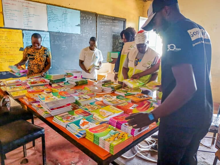 Learning materials laid out for Korogocho partner schools
